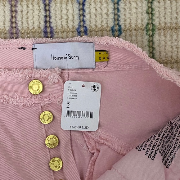 HOUSE OF SUNNY / FREE PEOPLE PINK DAY TRIPPER JESSIE PATCHWORK JEANS: size US 2 - Picture 5 of 7